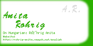 anita rohrig business card