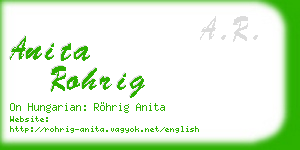 anita rohrig business card